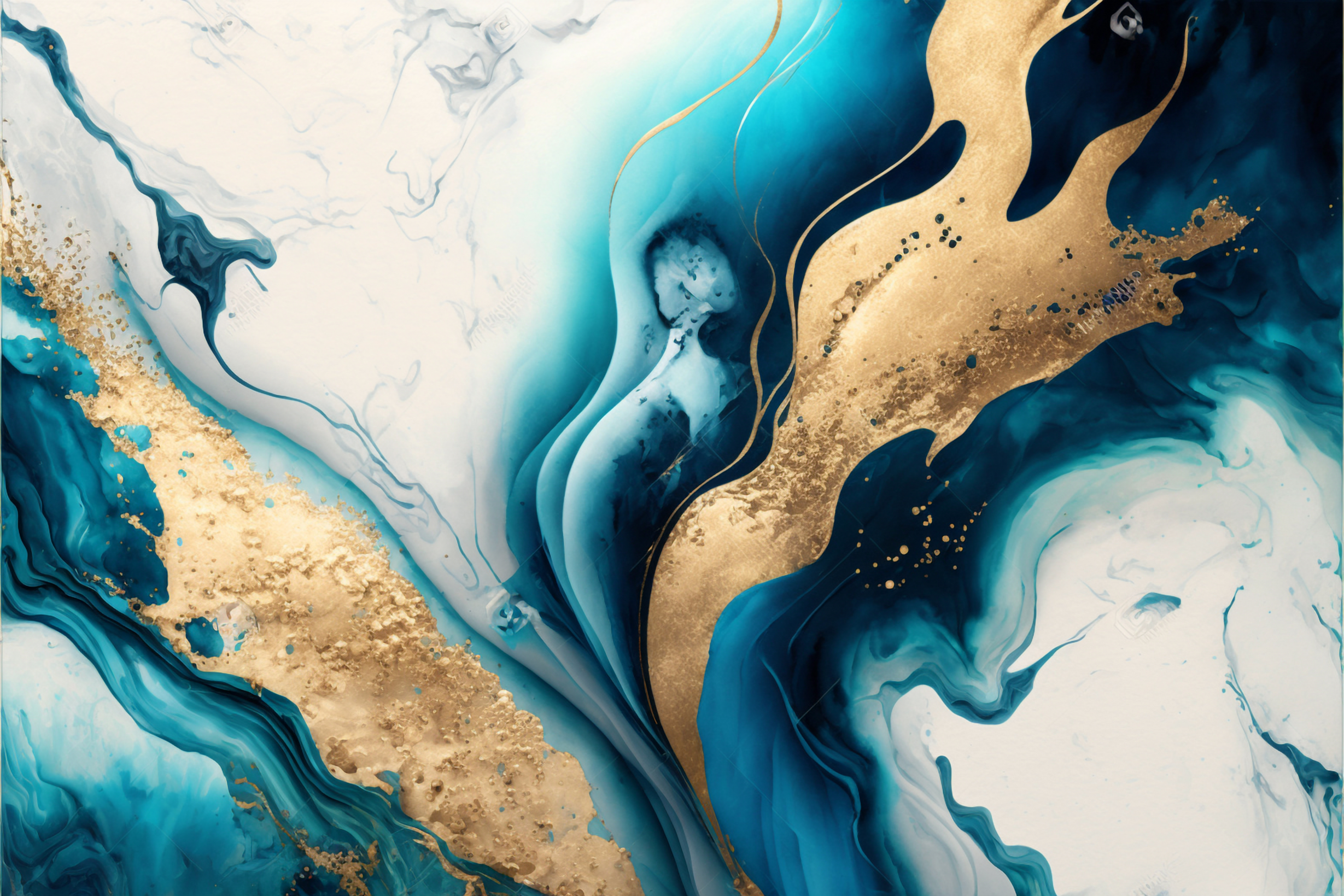 Blue and Gold Marble Background